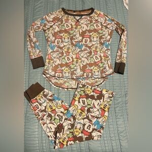 Disney Brown Mickey Pajama/ long John Set - size l/xl
